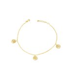 Fußkettchen aus 14-karätigem Gold mit Lebensbaum-Anhängern