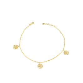   Fußkettchen aus 14-karätigem Gold mit Lebensbaum-Anhängern