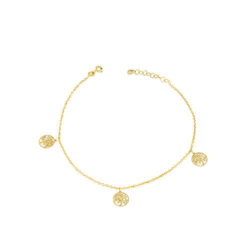 Fußkettchen aus 14-karätigem Gold mit Lebensbaum-Anhängern