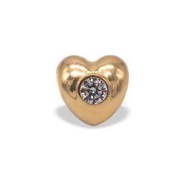 Goldanhänger 14 Karat, Herz, mit Kristall in der Mitte