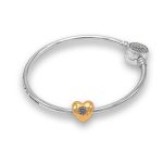 Goldanhänger 14 Karat, Herz, mit Kristall in der Mitte