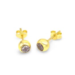 Halbrunde Steckohrringe aus 14-karätigem Gold mit Kristall