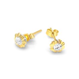   Ohrstecker aus 14-karätigem Gold mit Blumenmuster und Kristall