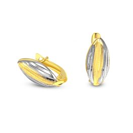   Ohrringe aus 14-karätigem Gold, zweifarbig, Blatt (mit horizontalem Streifen)
