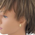 Ohrringe aus 14-karätigem Gold, Blatt, graviertes Muster