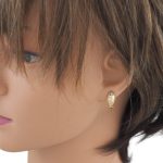 Ohrringe aus 14-karätigem Gold, Blatt, graviertes Muster