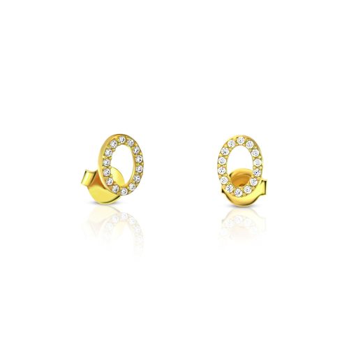 Ohrringe aus 14-karätigem Gold, oval, verziert mit Kristallen