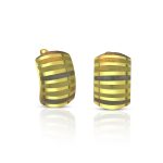 Ohrringe aus 14-karätigem Gold mit gebogenem Plättchen und Querstreifen