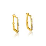 Rechteckige Ohrringe aus 14-karätigem Gold mit Kristallen