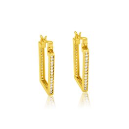   Rechteckige Akzentohrringe aus 14-karätigem Gold mit Kristallen