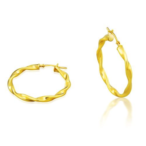 Ohrringe aus 14-karätigem Gold, gedrehter Ring, 3,5 cm