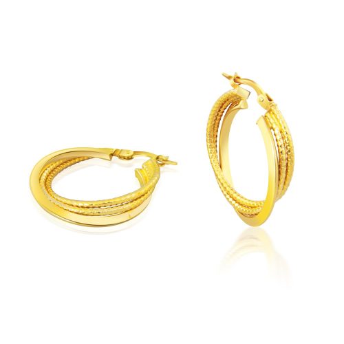 Creolen aus 14-karätigem Gold, geflochten, gedreht, 2,5 cm