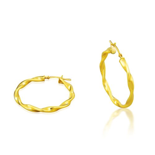 Ohrringe aus 14-karätigem Gold, gedrehter Ring, 19 mm