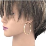 Ohrringe aus 14-karätigem Gold, großer Ring, 48 mm