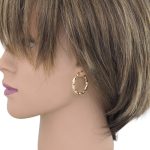 Ohrringe aus 14-karätigem Gold, Creole, gedreht, dreifarbig, 26 mm