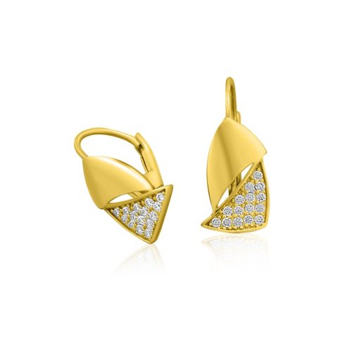 14k Gold Ohrringe im modernen Stil mit Kristallverzierung