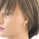 14k Gold Ohrringe im modernen Stil mit Kristallverzierung