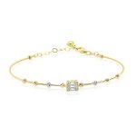 Armband aus 14-karätigem Gold mit Kristallen und Kugeln