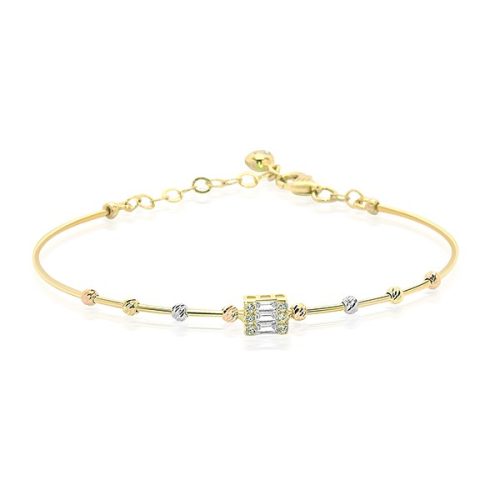 Armband aus 14-karätigem Gold mit Kristallen und Kugeln