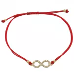 Uhrenarmband aus 14-karätigem Gold mit kristallverziertem Unendlichkeitsanhänger