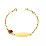 14-karätiges Goldarmband für Kinder mit Erdbeermotiv, gravierbar