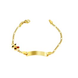   14-Karat-Goldarmband für Kinder, gravierbar, mit Kirscheinsatz