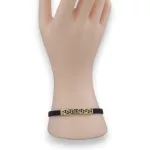 Silikonarmband aus 14-karätigem Gold mit 2,0 g schwerem Goldeinsatz mit griechischem Muster, 21,5 cm