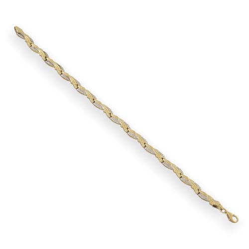 Armband aus 14-karätigem Gold mit klassischem Muster, abgeflachte Schale, 18 cm