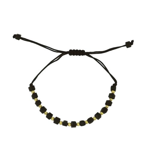 Uhrenarmband aus 14-karätigem Gold mit Perlen, schwarz