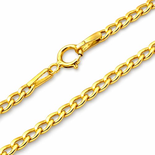 Halskette aus 14-karätigem Gold, abgeflachte Rüstung, 50 cm