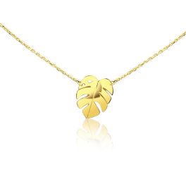 Goldhalskette 14k, mit Blattanhänger