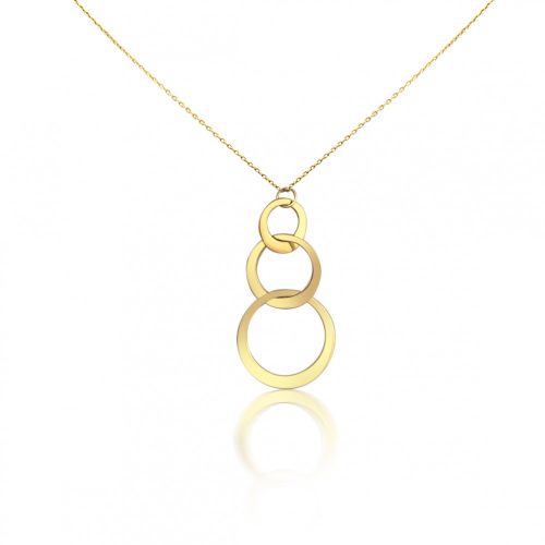 Halskette aus 14-karätigem Gold mit drei hängenden Ringen