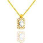 Halskette aus 14-karätigem Gold mit funkelndem Kristallanhänger