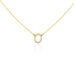 Halskette aus 14-karätigem Gold mit ovalem Kristallanhänger