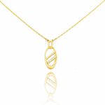 Halskette aus 14-karätigem Gold mit ovalem Kristallanhänger