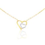 14k Gold Halskette, zweifarbig, Herz in Herz Anhänger