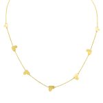 14k Goldhalskette mit 7 Herzanhängern