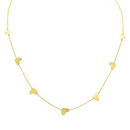 14k Goldhalskette mit 7 Herzanhängern