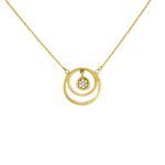 14k Goldkette mit einzigartigem Rundanhänger und Kristall