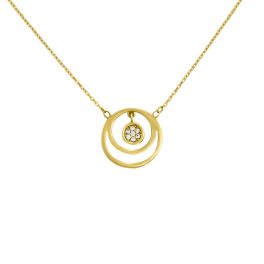 14k Goldkette mit einzigartigem Rundanhänger und Kristall