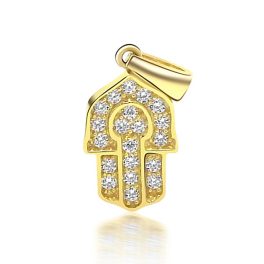   Anhänger „Hand der Fatima“ aus 14-karätigem Gold mit Kristallen