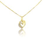 Doppelherzanhänger aus 14-karätigem Gold mit Kristallen