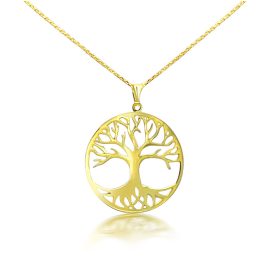 Ankerkette aus 14-karätigem Gold mit Lebensbaum-Anhänger