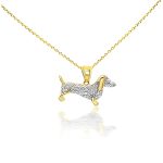 Goldanhänger 14k, Dackel, mit Kristallen