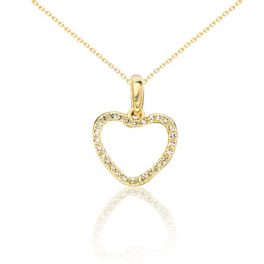  Anhänger aus 14-karätigem Gold, herzförmig, verziert mit Kristallen