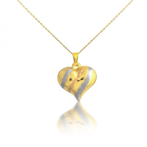 Anhänger aus 14-karätigem Gold, gewölbtes Herz, mit Kreuzbändern