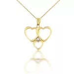 Anhänger aus 14-karätigem Gold, drei Herzen, mit Kristall