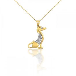 Anhänger aus 14-karätigem Gold, Dackel, mit Kristall