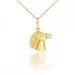 Anhänger aus 14-karätigem Gold, konvexer Pferdekopf