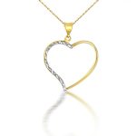 Anhänger aus 14-karätigem Gold, große Herzform, mit Kristall